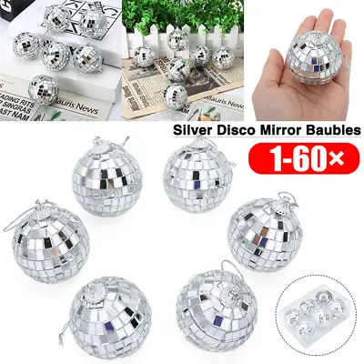 £8.35 • Buy 60× Disco Christmas Mirror Ball Baubles Xmas Tree Decor Ornament Home Party Gift