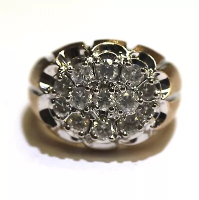 14k Yellow Gold 1.80ct I3 Men Natural Diamond Ring 12.6g Kentucky Cluster  9.5 • $899.99