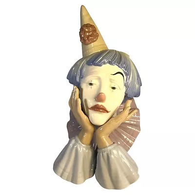 Vintage Lladro 1981 Spain 5129 Jester Head Sad Clown Bust Porcelain Figurine • $135