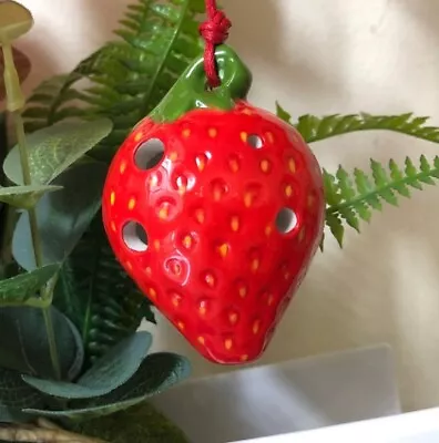 Strawberry 4 Holes Novelty Pendant Ceramic Ocarina. Great Gift • $24.95