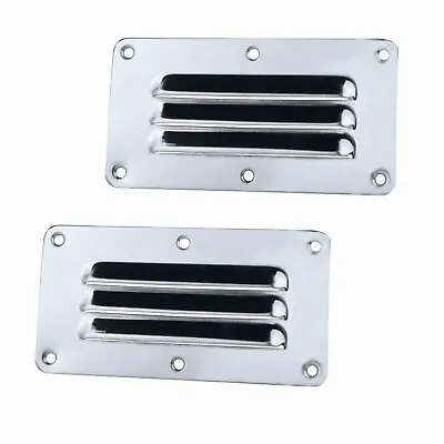 Pair Marine Stainless Steel 5  Rectangle Stamped Louvered Vent Air Grill Cover • $9.41