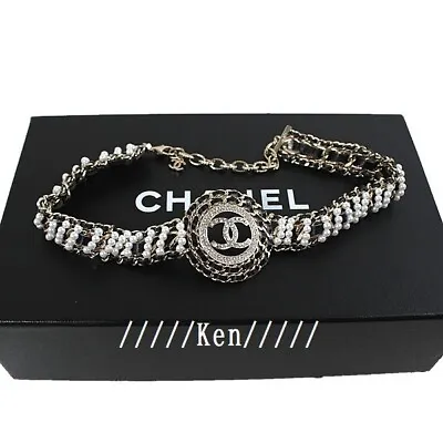 CHANEL Necklace Coco CC Pendant Choker Chain AUTH Vintage Rare 41.5cm Pearl F/S • $1648.99