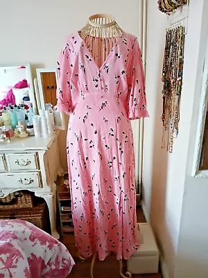 Miss Selfridge Pink Floral/Spotted Midi Tea Dress Size 12 • £5