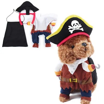 £6.69 • Buy Pet Dog Cat Pirate Fun Fancy Dress Outfits Set Halloween Cosplay Costume Clothes