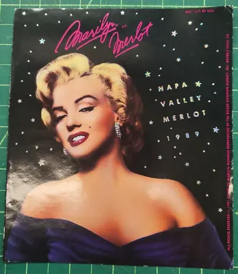 Marilyn Merlot 1989 Napa Valley Merlot Unused Label Marilyn Monroe • $129.95