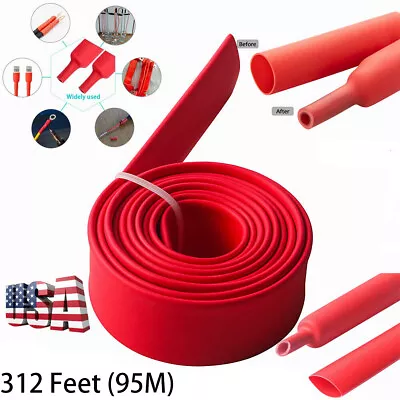 Red Diameter 8mm Heat Shrinkable Tube Shrink Tubing Length 312 Ft 95m RoHS • $12.99