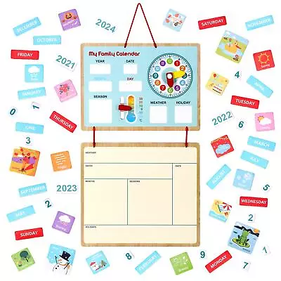 SOKA My Family Calendar Magnetic Wooden Weather Board Gift Kids 3 Yrs+ Learning • £12.95