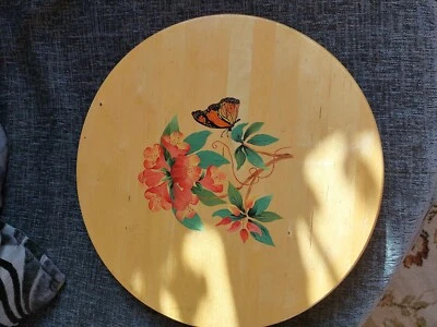 £25 • Buy Vintage Handpainted Retro Wooden Lazy Susan 