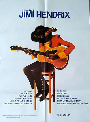 ORIGINAL JIMI HENDRIX Poster MEGA RARE A Film By Jimi Hendrix 1973 A MUST HAVE! • $499