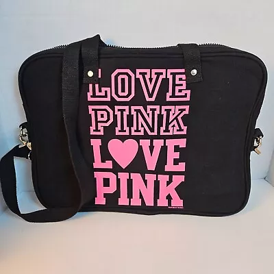 Vintage Victoria's Secret Love Pink Laptop Case 15 X 12  Black W Strap Pocket • $24.99
