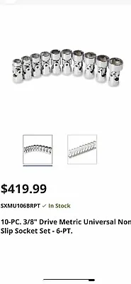 Mac Tools 10 Pc 3/8” Dr Metric Universal Swivel Non-Slip Socket Set  SXMU106BRPT • $175