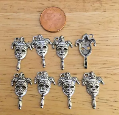 Marci Gras Mask Charms 25x15 Mm 8 Count Pewter • $4