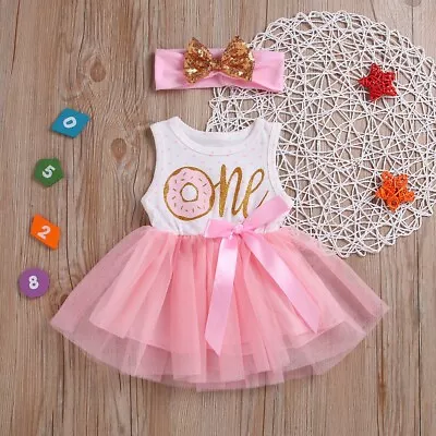 Baby 1st Birthday Party Outfit Suit Dress Girls Tutu Skirt Set Headband Outfits • $19.79