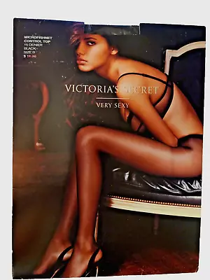 Victoria Secret Very Sexy Pantyhose Sz B Black Micro-Fishnet Control Top • $27.90