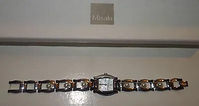 MISAKI Ladies Quartz Watch Stainless Steel With Pearls New • $67.05