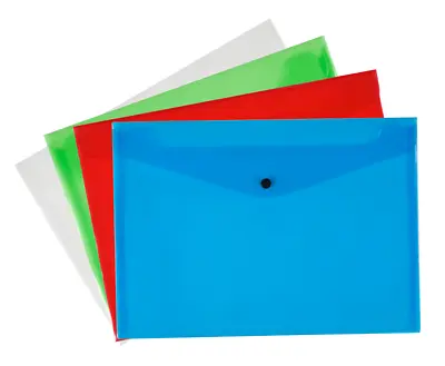 £6.99 • Buy Pack Of 12 Quality Plastic Stud Document Wallets Folders Filing Paper Storage