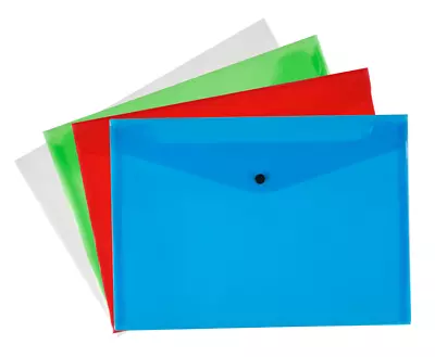 Pack Of 12 Quality Plastic Stud Document Wallets Folders Filing Paper Storage • £7.49