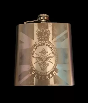 £4.99 • Buy Personalised VETERAN BADGE 6oz Hip Flask Width Gift Boxed