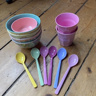 £4.50 • Buy Rice DK Melamine Bundle - Bowls Cups Spoons Patterns Kids Picnic Patterns