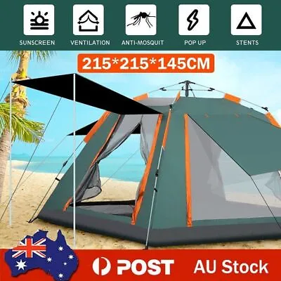 $64.29 • Buy Instant Camping Tent 3-4 Person Pop Up Family Hiking Dome 215x215x145cm Shelter