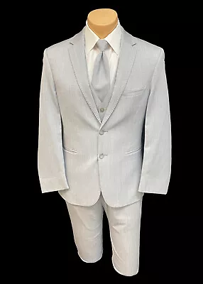 Men's Michael Kors Grey Suit With Flat Front Pants & Vest Slim Fit 40R 34W • $74.96