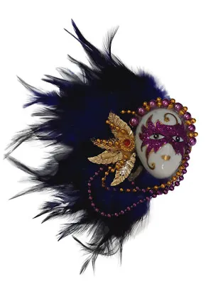 Purple Masked Beaded Lady Feather Magnet Mardi Gras Party Favor • $5.29