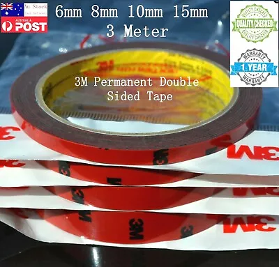 3M Permanent Sticky Double Sided Tape Automotive Adhesive (6mm/8mm/10mm/15mm) • $8.48