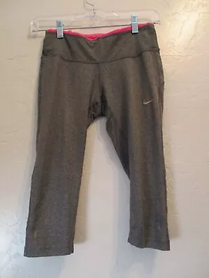 Nike Womens Sz XS Dri Fit Cropped Leggings Gray Pink Activewear Gym *Read* • $5.77