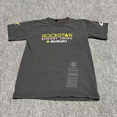 Suzuki Rockstar Shirt Men's Small Black Cotton Motocross Short Sleeve Y2K * • $18.88