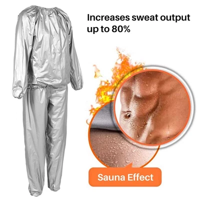 $22.31 • Buy Heavy Duty Fitness Weight Loss Sweat Sauna Suit Exercise Gym -Rip Silver L H4B5