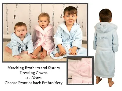 Children's Personalised Baby Toddler Kids Dressing Gown Robe Matching Siblings • £13.50