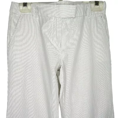 J. CREW City Fit Seersucker Pants Womens 0 Gray Pin Striped Wide Leg Pockets • $39.95