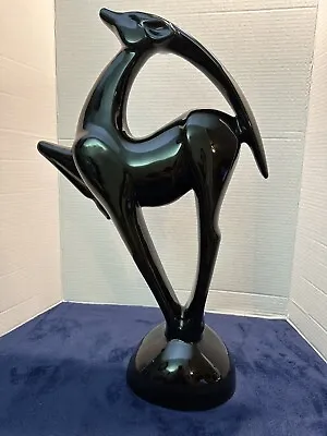 Vintage ROYAL HAEGER Gazelle Antelope Sculpture Black Large Mid Century Modern • $99
