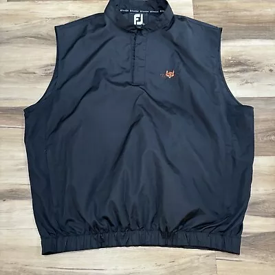 Footjoy Jacket Mens Large Vest Golf Black Windbreaker Pullover Zip Pockets • $26.95