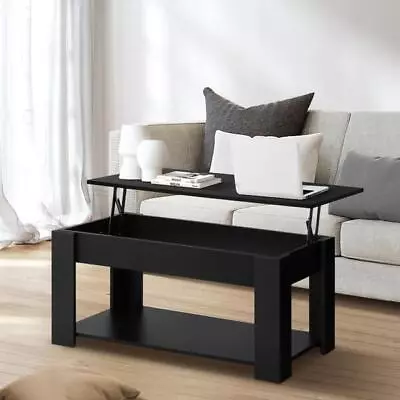 Black Lift-Up Coffee Table With Hidden Compartment • $92.38