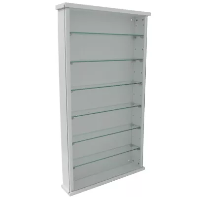 EXHIBIT  MDF Wood 6 Shelf Glass Wall Display Cabinet  White 3306OC • £84.99