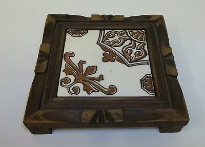 Vintage Mexican Tile & Wood Trivet Plant Stand • $14.99