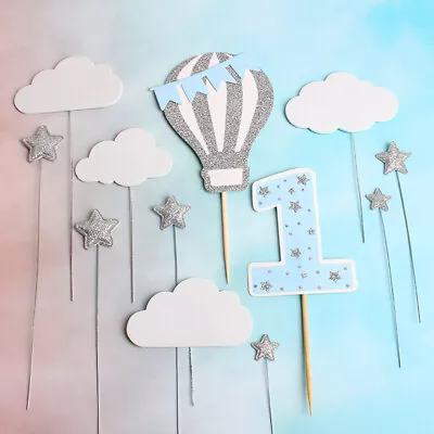 Cake Topper Birthday 1st Year Old Baby Shower Hot Air Balloon Baking Cloud • $7.08