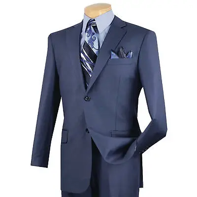 VINCI Men's Blue Textured Weave 2-Button Classic-Fit Suit - NEW • $100