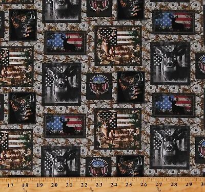 Cotton Realtree Patriotic Patch Hunting Deer Cabin Fabric Print By Yard D768.74 • $11.95