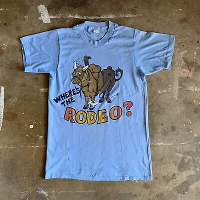 1970s VINTAGE 70s WHERE'S THE RODEO T-SHIRT SZ XS WESTERNWEAR SHIRT COWBOY 80s • $80