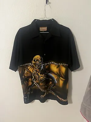 Iron Maiden Piece Of Mind Dragonfly Mens XL Button Front Shirt Black • $110