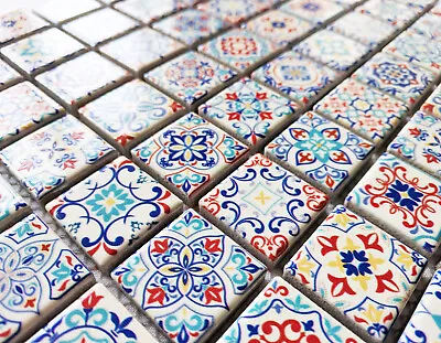 New Moroccan Classic Multi Colour Ceramic Square Mosaic Wall Tiles Turkish 6mm • £9.98