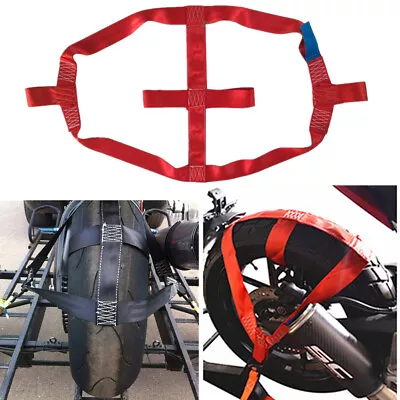 1 Pc RED Motorbike Rear Wheel Tie Down Strap Long Haul Short-distance Transport • $22.40