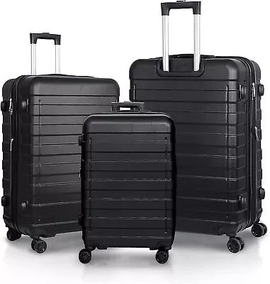 Expandable Luggage Set 3 Piece 21 26 30  Black Hardshell Suitcase With TSA Lock • $85.58