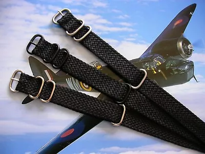 NATO G10 ® Braided Woven Black 20mm HD Nylon Watch Band RAF Perlon UTC Strap USA • $21.95