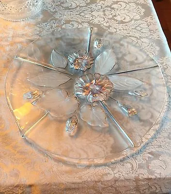 Mikasa Crystal Platter Cake Plate/Platter Pink Floral Calypso • $24.99