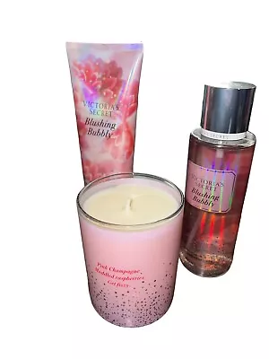 Victoria's Secret BLUSHING BUBBLY Fragrance Lotion And Fragrance Mist Candle 3pc • $45