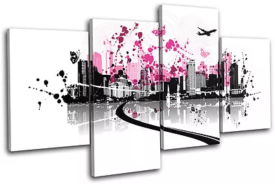 Abstract Floral Vector City MULTI CANVAS WALL ART Picture Print VA • $109.99