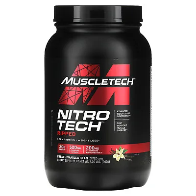 Nitro Tech Ripped Lean Protein + Weight Loss French Vanilla Bean 2 Lbs (907 • $35.74